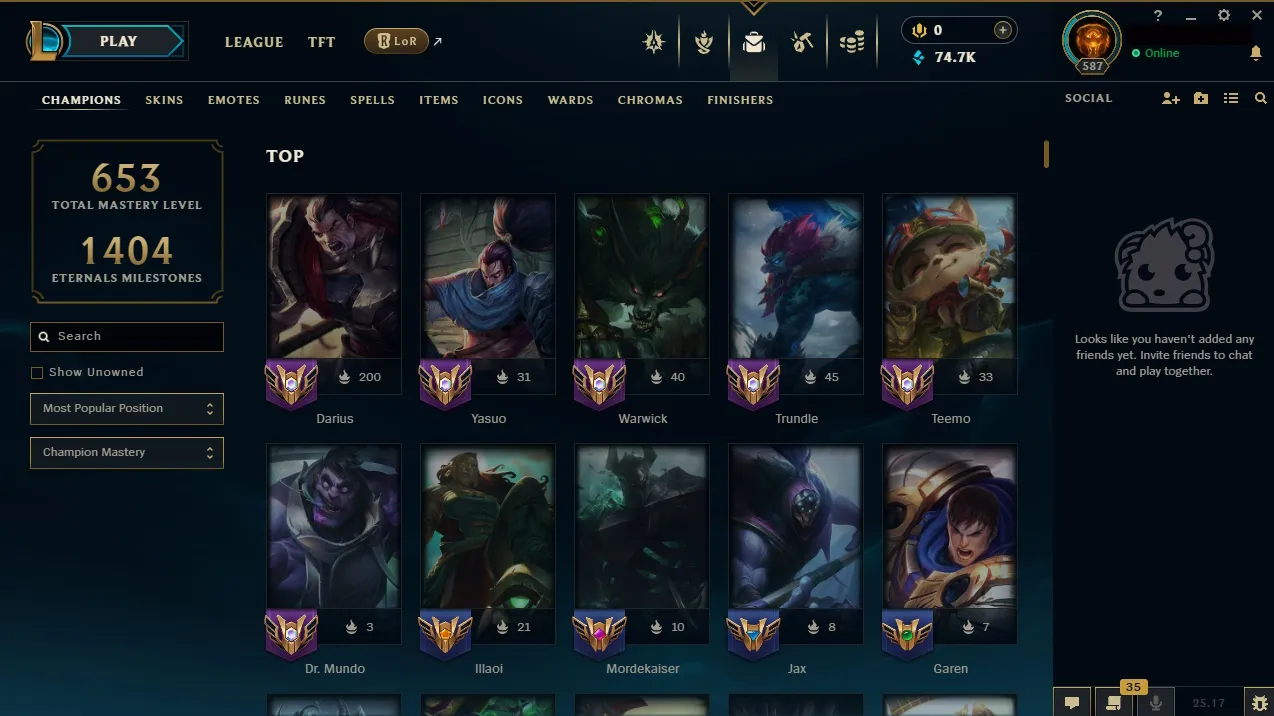 🏆 EUNE New Season⌛Silver 2 🚀 level 587⌛ Full Champ 💯+189 SKIN 🏆 Recovery Info ✅